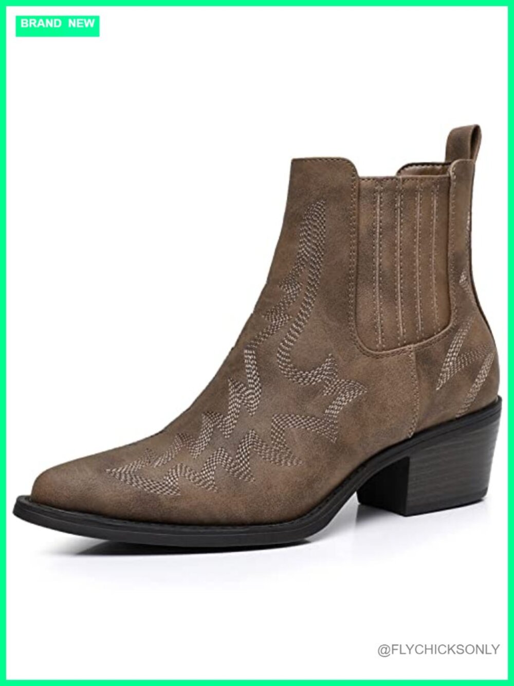 GLOBALWIN Women's Cowboy Ankle Boots Faux Leather Pull On Chelsea Western